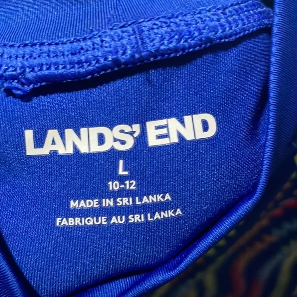 Lands’ End Girls Rash Guard Swim Top
